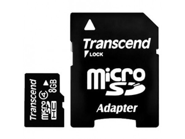 Карта памяти 8Gb microSDHC class 4 Transcend (TS8GUSDHC4)