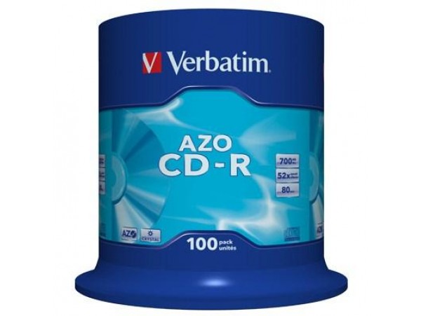 Диск CD-R Verbatim 700Mb 52x Cake box 100 Crystal (43430)