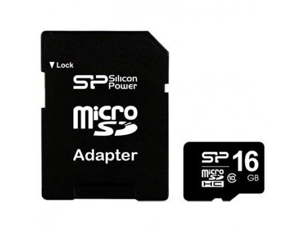 Карта памяти Silicon Power 16Gb microSDHC class 10 (SP016GBSTH010V10-SP)