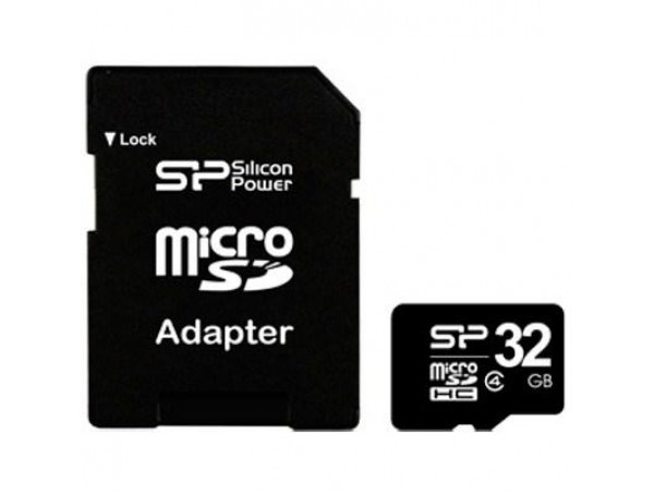 Карта памяти Silicon Power 32Gb microSDHC class 4 (SP032GBSTH004V10-SP)