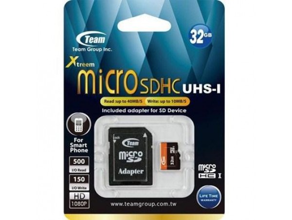 Карта памяти Team 32Gb microSDHC UHS-I (TUSDH32GUHS03)