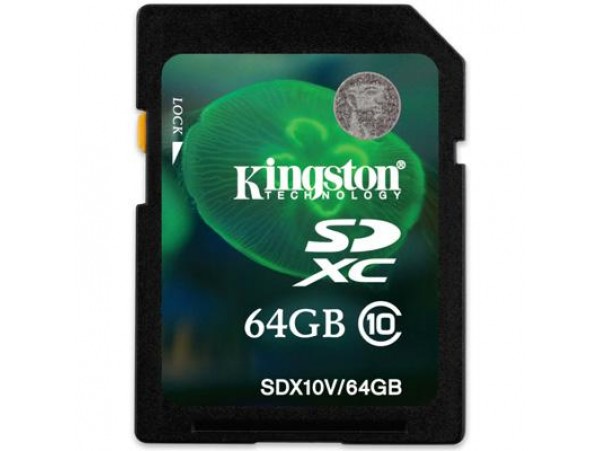 Карта памяти Kingston 64Gb SDXC class 10 (SDX10V/64GB)