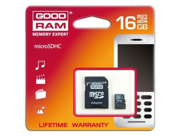 Карта памяти GOODRAM 16Gb microSDHC UHS-I class 10 (SDU16GHCUHS1AGRR10)