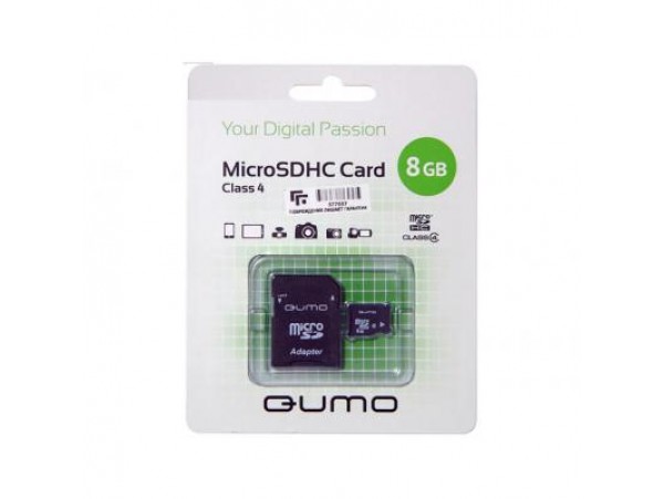 Карта памяти Qumo 8Gb microSDHC class 4 (QM8GMICSDHC4)