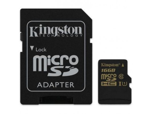 Карта памяти Kingston 16Gb microSDHC Class 10 UHS-I + SD adapter (SDCA10/16GB)