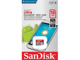 Карта памяти SANDISK 16GB microSD class 10 UHS-I Ultra (SDSQUNC-016G-GN3MN)