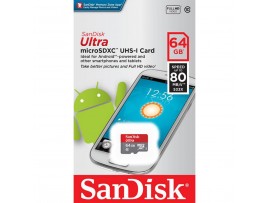 Карта памяти SANDISK 64GB microSD class 10 UHS-I Ultra (SDSQUNC-064G-GN3MN)