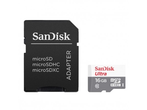 Карта памяти SANDISK 16GB microSD class 10 UHS-I Ultra (SDSQUNB-016G-GN3MA)