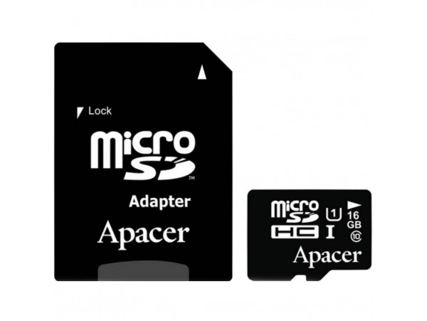 Карта памяти Apacer 16GB microSDHC UHS-I Class10 w/ 1 Adapter RP (AP16GMCSH10U1-R)