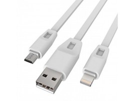 Дата кабель Drobak USB 2.0 - Micro USB/Lightning 2А (DR-1622) (White) 1,0м (219092)