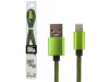 Дата кабель LogicPower USB 2.0 -> Lightning 1м Gr (метал. плетение)  зеленый / Re (5124)