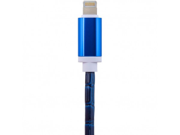 Дата кабель LogicPower USB 2.0 -> Lightning 1м Bl (кожа) синий /Retail (5136)