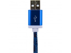 Дата кабель LogicPower USB 2.0 -> Lightning 1м Bl (кожа) синий /Retail (5136)