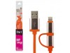 Дата кабель LogicPower 2 в 1 USB 2.0 -> micro USB -> Lightning Or 1м оранжевый /Ret (4105)