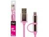 Дата кабель LogicPower 2 в 1 USB 2.0 -> micro USB -> Lightning P 1м розовый /Retail (4104)