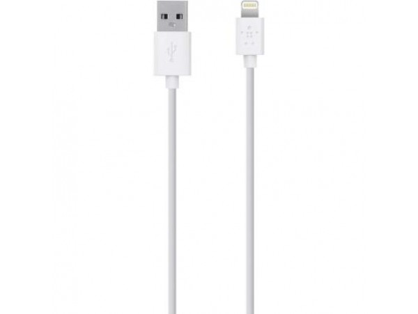Дата кабель Belkin USB 2.0 Lightning charge/sync cable 1.2м, White (F8J023bt04-WHT)
